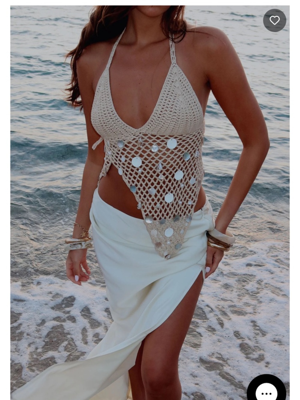 Keep On Wishing Halter Crochet Top Sand